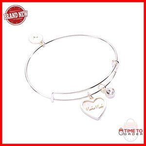 Expandable Wire Bracelet Heart Duo Mother of Pearl Elegant Minimal Chic